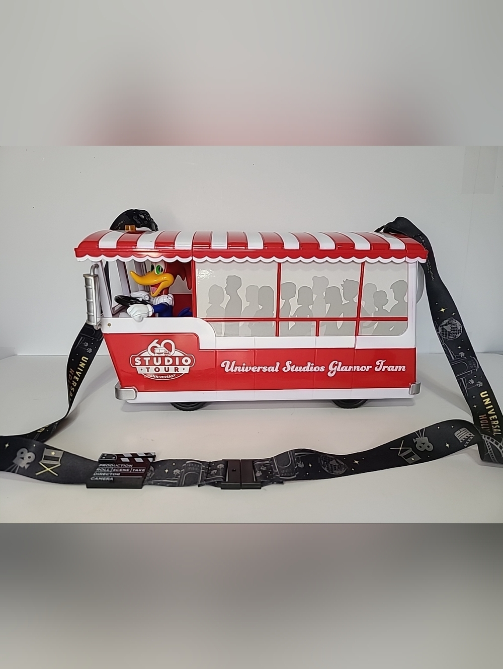 Universal Studios Glamor Tram Popcorn Bucket 60th Anniversary Woody Woodpecker